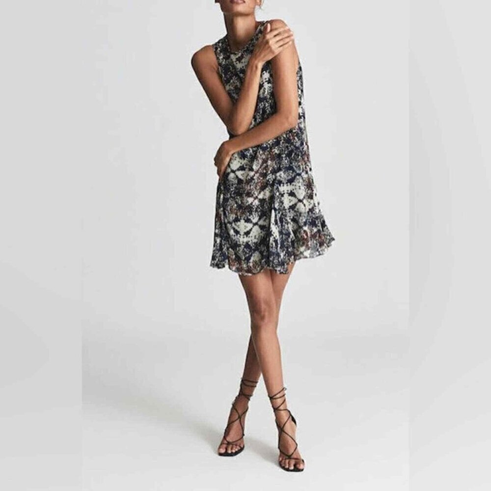 Reiss Mia patterned chiffon mini dress size 8